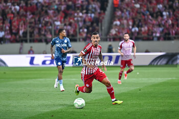 09/05/2024 - 6 Chiquinho of Olympiacos Piraeus is playing during the UEFA Conference League, Semi-finals, 2nd leg, match between Olympiacos Piraeus and Aston Villa FC at Georgios Karaiskakis Stadium on May 9, 2024, in Piraeus, Greece. - OLYMPIACOS VS ASTON VILLA, SEMI-FINALS - 2ND LEG - UEFA CONFERENCE LEAGUE - CALCIO