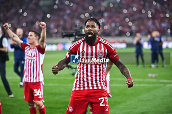 09/05/2024 - 23 Rodinei of Olympiacos FC celebrating the victory during the UEFA Conference League, Semi-finals, 2nd leg, match between Olympiacos Piraeus and Aston Villa FC at Georgios Karaiskakis Stadium on May 9, 2024, in Piraeus, Greece. - OLYMPIACOS VS ASTON VILLA, SEMI-FINALS - 2ND LEG - UEFA CONFERENCE LEAGUE - CALCIO