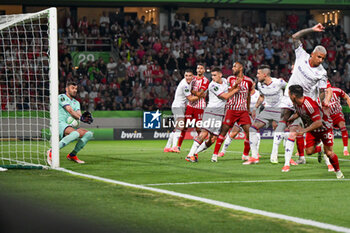 2024-05-29 - Pietro Terracciano (A.C.F. Fiorentina) saves the ball during UEFA Europa Conference League 2024 final soccer match between Olympiacos F.C. vs. A.C.F. Fiorentina at OPAP Arena, Athens, 29th of May 2024 - FINAL - OLYMPIACOS VS ACF FIORENTINA - UEFA CONFERENCE LEAGUE - SOCCER