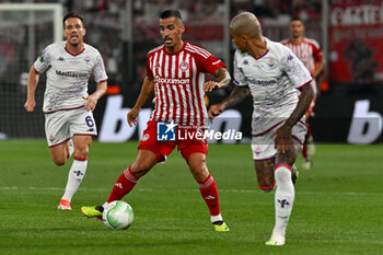 2024-05-29 - Chiquinho (Olympiacos F.C.) in action against Dodo (A.C.F. Fiorentina) during UEFA Europa Conference League 2024 final soccer match between Olympiacos F.C. vs. A.C.F. Fiorentina at OPAP Arena, Athens, 29th of May 2024 - FINAL - OLYMPIACOS VS ACF FIORENTINA - UEFA CONFERENCE LEAGUE - SOCCER