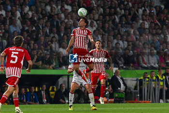 2024-05-29 - Santiago Hezze (Olympiacos F.C.) overhead kick the ball during UEFA Europa Conference League 2024 final soccer match between Olympiacos F.C. vs. A.C.F. Fiorentina at OPAP Arena, Athens, 29th of May 2024 - FINAL - OLYMPIACOS VS ACF FIORENTINA - UEFA CONFERENCE LEAGUE - SOCCER