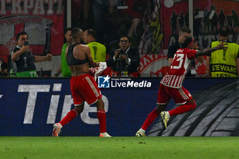 2024-05-29 - Happiness of Ayoub El Kaabi (Olympiacos F.C.) after scores a goal during over time UEFA Europa Conference League 2024 final soccer match between Olympiacos F.C. vs. A.C.F. Fiorentina at OPAP Arena, Athens, 29th of May 2024 - FINAL - OLYMPIACOS VS ACF FIORENTINA - UEFA CONFERENCE LEAGUE - SOCCER