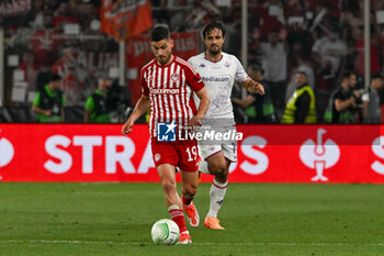 2024-05-29 - Giorgos Masouras (Olympiacos F.C.) during over time UEFA Europa Conference League 2024 final soccer match between Olympiacos F.C. vs. A.C.F. Fiorentina at OPAP Arena, Athens, 29th of May 2024 - FINAL - OLYMPIACOS VS ACF FIORENTINA - UEFA CONFERENCE LEAGUE - SOCCER