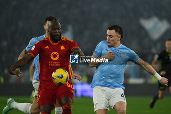 2024-01-10 - Romelu Lukaku of A.S. Roma and Patric of S.S. Lazio during the quarter-final of the Frecciarossa Italian Cup between S.S. Lazio vs A.S. Roma, 10 January 2024 at the Olympic Stadium in Rome. - SS LAZIO VS AS ROMA - ITALIAN CUP - SOCCER