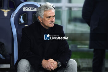 2024-01-10 - Jose' Mourinho head coach of Roma looks on during the Italian Cup, Coppa Italia, quarter final football match between SS Lazio and AS Roma on January 10, 2024 at Stadio Olimpico in Rome, Italy - FOOTBALL - ITALIAN CUP - LAZIO V ROMA - ITALIAN CUP - SOCCER