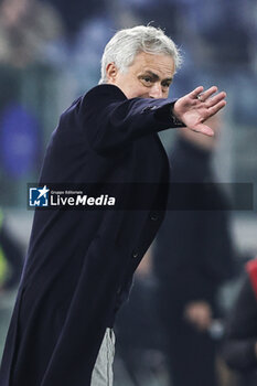 2024-01-10 - Jose' Mourinho head coach of Roma gestures during the Italian Cup, Coppa Italia, quarter final football match between SS Lazio and AS Roma on January 10, 2024 at Stadio Olimpico in Rome, Italy - FOOTBALL - ITALIAN CUP - LAZIO V ROMA - ITALIAN CUP - SOCCER