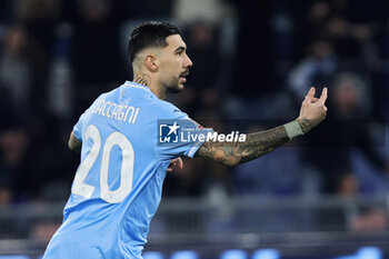 2024-01-10 - Mattia Zaccagni of Lazio celebrates after scoring 1-0 goal by penalty during the Italian Cup, Coppa Italia, quarter final football match between SS Lazio and AS Roma on January 10, 2024 at Stadio Olimpico in Rome, Italy - FOOTBALL - ITALIAN CUP - LAZIO V ROMA - ITALIAN CUP - SOCCER