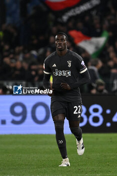 2024-04-23 - Timothy Weah of Juventus F.C. celebrates Arkadiusz Milik's 2-1 goal (not shown) during the second leg of the Frecciarossa Italian Cup Semifinal between S.S. Lazio vs Juventus F.C. at the Olympic Stadium on April 23, 2024 in Rome, Italy. - SS LAZIO VS JUVENTUS FC - ITALIAN CUP - SOCCER