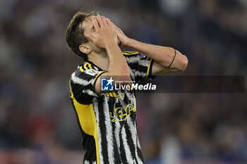 2024-05-15 - Juventus' Italian forward Federico Chiesa looks dejected during the Italian Cup final football match between Atalanta and Juventus at Stadio Olimpico on May 15,2024 in Rome, Italy. - FINAL - JUVENTUS FC VS ATALANTA BC - ITALIAN CUP - SOCCER