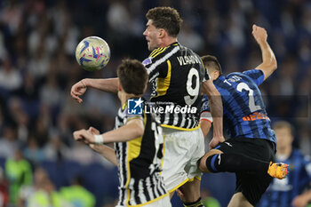 2024-05-15 - Juventus' Serbian forward Dusan Vlahovic scores against Atalanta during the Italian Cup final football match between Atalanta and Juventus at Stadio Olimpico on May 15,2024 in Rome, Italy. - FINAL - JUVENTUS FC VS ATALANTA BC - ITALIAN CUP - SOCCER