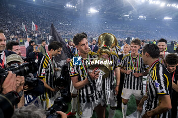 2024-05-15 - Juventus win the italia cup during the Italian Cup final football match between Atalanta and Juventus at Stadio Olimpico on May 15,2024 in Rome, Italy. - FINAL - JUVENTUS FC VS ATALANTA BC - ITALIAN CUP - SOCCER