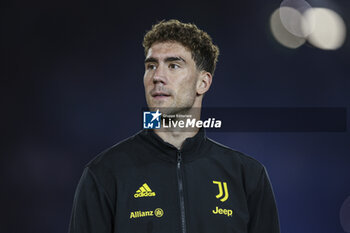 2024-05-15 - Juventus' Serbian forward Dusan Vlahovic looks during the Italian Cup final football match between Atalanta and Juventus at Stadio Olimpico on May 15,2024 in Rome, Italy. - FINAL - JUVENTUS FC VS ATALANTA BC - ITALIAN CUP - SOCCER