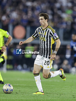 2024-05-15 - Juventus' Italian midfielder Fabio Miretti controls the ball during the Italian Cup final football match between Atalanta and Juventus at Stadio Olimpico on May 15,2024 in Rome, Italy. - FINAL - JUVENTUS FC VS ATALANTA BC - ITALIAN CUP - SOCCER