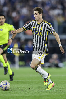 2024-05-15 - Juventus' Italian midfielder Fabio Miretti controls the ball during the Italian Cup final football match between Atalanta and Juventus at Stadio Olimpico on May 15,2024 in Rome, Italy. - FINAL - JUVENTUS FC VS ATALANTA BC - ITALIAN CUP - SOCCER