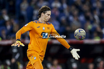 2024-05-15 - Atalanta's Italian goalkeeper Marco Carnesecchi controls the ball during the Italian Cup final football match between Atalanta and Juventus at Stadio Olimpico on May 15,2024 in Rome, Italy. - FINAL - JUVENTUS FC VS ATALANTA BC - ITALIAN CUP - SOCCER