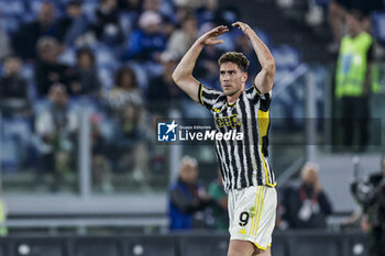 2024-05-15 - Juventus' Serbian forward Dusan Vlahovic gesticulate during the Italian Cup final football match between Atalanta and Juventus at Stadio Olimpico on May 15,2024 in Rome, Italy. - FINAL - JUVENTUS FC VS ATALANTA BC - ITALIAN CUP - SOCCER