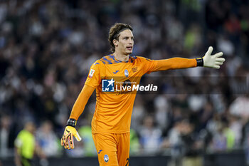 2024-05-15 - Atalanta's Italian goalkeeper Marco Carnesecchi gesticulate during the Italian Cup final football match between Atalanta and Juventus at Stadio Olimpico on May 15,2024 in Rome, Italy. - FINAL - JUVENTUS FC VS ATALANTA BC - ITALIAN CUP - SOCCER