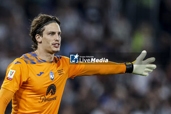 2024-05-15 - Atalanta's Italian goalkeeper Marco Carnesecchi gesticulate during the Italian Cup final football match between Atalanta and Juventus at Stadio Olimpico on May 15,2024 in Rome, Italy. - FINAL - JUVENTUS FC VS ATALANTA BC - ITALIAN CUP - SOCCER