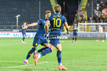 2024-08-10 - Empoli's Jacopo Fazzini celebrates with teammates after scoring the 1-0 goal - EMPOLI FC VS US CATANZARO - ITALIAN CUP - SOCCER