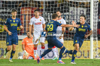 2024-08-10 - Empoli's Lorenzo Colombo celebrates with teammates after scoring the 2-1 goal - EMPOLI FC VS US CATANZARO - ITALIAN CUP - SOCCER