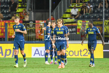 2024-08-10 - Empoli's Sebastiano Esposito celebrates with teammates after scoring the 3-1 goal - EMPOLI FC VS US CATANZARO - ITALIAN CUP - SOCCER