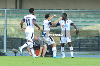 2024-08-10 - Augustus Kargbo of Cesena FC celebrates after scoring during Hellas Verona FC vs Cesena FC, round of 32° Coppa Italia Frecciarossa 2024-25, at MarcAntonio Bentegodi stadium in Verona (VR), Italy, on August 10, 2024. - HELLAS VERONA FC VS CESENA FC - ITALIAN CUP - SOCCER