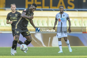 2024-08-10 - Daniel Mosquera of Hellas Verona FC play the ball during Hellas Verona FC vs Cesena FC, round of 32° Coppa Italia Frecciarossa 2024-25, at MarcAntonio Bentegodi stadium in Verona (VR), Italy, on August 10, 2024. - HELLAS VERONA FC VS CESENA FC - ITALIAN CUP - SOCCER