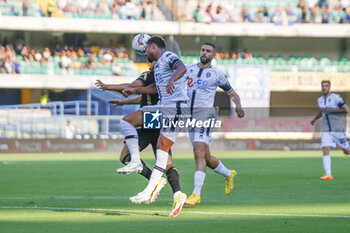 2024-08-10 - Joseph Ceesay of Cesena FC heads the ball during Hellas Verona FC vs Cesena FC, round of 32° Coppa Italia Frecciarossa 2024-25, at MarcAntonio Bentegodi stadium in Verona (VR), Italy, on August 10, 2024. - HELLAS VERONA FC VS CESENA FC - ITALIAN CUP - SOCCER