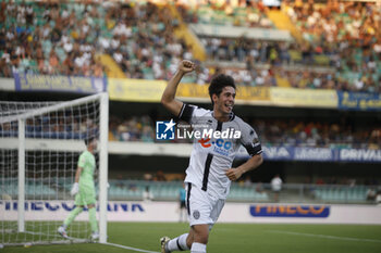 2024-08-10 - Cristian Shpendi of Cesena FC celebrates after scoring during Hellas Verona FC vs Cesena FC, round of 32° Coppa Italia Frecciarossa 2024-25, at MarcAntonio Bentegodi stadium in Verona (VR), Italy, on August 10, 2024. - HELLAS VERONA FC VS CESENA FC - ITALIAN CUP - SOCCER