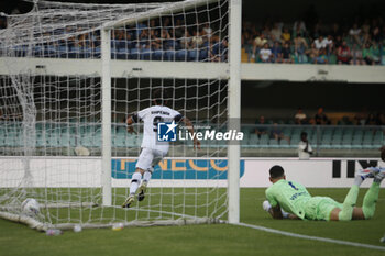 2024-08-10 - Cristian Shpendi of Cesena FC scores a goal during Hellas Verona FC vs Cesena FC, round of 32° Coppa Italia Frecciarossa 2024-25, at MarcAntonio Bentegodi stadium in Verona (VR), Italy, on August 10, 2024. - HELLAS VERONA FC VS CESENA FC - ITALIAN CUP - SOCCER