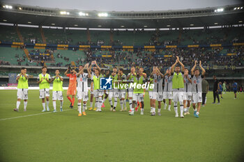 2024-08-10 - Cesena players celebrate the victory at the end of Hellas Verona FC vs Cesena FC, round of 32° Coppa Italia Frecciarossa 2024-25, at MarcAntonio Bentegodi stadium in Verona (VR), Italy, on August 10, 2024. - HELLAS VERONA FC VS CESENA FC - ITALIAN CUP - SOCCER