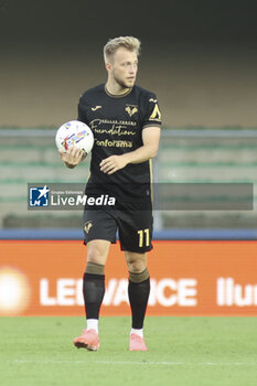 2024-08-10 - Casper Tengstedt of Hellas Verona FC scores a goal during Hellas Verona FC vs Cesena FC, round of 32° Coppa Italia Frecciarossa 2024-25, at MarcAntonio Bentegodi stadium in Verona (VR), Italy, on August 10, 2024. - HELLAS VERONA FC VS CESENA FC - ITALIAN CUP - SOCCER