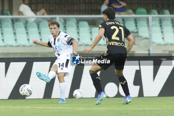 2024-08-10 - Tommaso Berti of Cesena FC play the ball during Hellas Verona FC vs Cesena FC, round of 32° Coppa Italia Frecciarossa 2024-25, at MarcAntonio Bentegodi stadium in Verona (VR), Italy, on August 10, 2024. - HELLAS VERONA FC VS CESENA FC - ITALIAN CUP - SOCCER