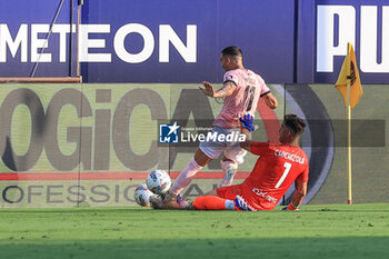 2024-08-11 - Leandro Chichizola (Parma Calcio) fights for the ball against Roberto Insigne (Palermo FC) - PARMA CALCIO VS PALERMO FC - ITALIAN CUP - SOCCER