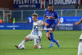 2024-08-11 - Coppa Italia, Italian Cup, Stadio Ferraris, Genova, 11-08-2024, Sampdoria-Como, in the photo: Braunoder and Tutino - UC SAMPDORIA VS COMO 1907 - ITALIAN CUP - SOCCER