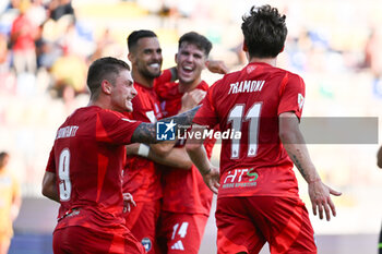 2024-08-12 - Matteo Tramoni of Pisa Sporting Club celebrates after scoring the gol of 0-1 during the Frecciarossa Italian Cup round of 32 match between Frosinone Calcio vs Pisa Sporting Club at Benito Stirpe Stadium on August 12, 2024 in Frosinone, Italy. - FROSINONE CALCIO VS PISA SC - ITALIAN CUP - SOCCER