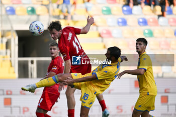 2024-08-12 - Matteo Tramoni of Pisa Sporting Club and Luca Garritano of Frosinone Calcio during the Frecciarossa Italian Cup round of 32 match between Frosinone Calcio vs Pisa Sporting Club at Benito Stirpe Stadium on August 12, 2024 in Frosinone, Italy. - FROSINONE CALCIO VS PISA SC - ITALIAN CUP - SOCCER