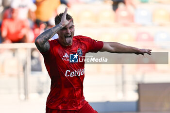 2024-08-12 - Nicholas Bonfanti of Pisa Sporting Club celebrates after scoring the gol of 0-2 during the Frecciarossa Italian Cup round of 32 match between Frosinone Calcio vs Pisa Sporting Club at Benito Stirpe Stadium on August 12, 2024 in Frosinone, Italy. - FROSINONE CALCIO VS PISA SC - ITALIAN CUP - SOCCER