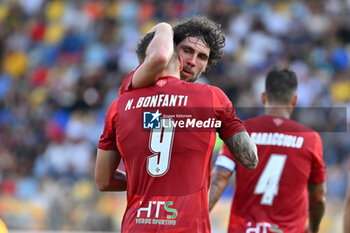 2024-08-12 - Nicholas Bonfanti of Pisa Sporting Club celebrates after scoring the gol of 0-2 during the Frecciarossa Italian Cup round of 32 match between Frosinone Calcio vs Pisa Sporting Club at Benito Stirpe Stadium on August 12, 2024 in Frosinone, Italy. - FROSINONE CALCIO VS PISA SC - ITALIAN CUP - SOCCER