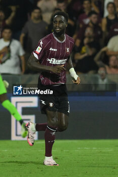 2024-08-12 - Boulaye Dia of US Salernitana 1919 celebrates after scoring goal during the Soccer Italian Cup Freccia Rossa between US Salernitana 1919 vs Spezia Calcio at Arechi Stadium - US SALERNITANA VS SPEZIA CALCIO - ITALIAN CUP - SOCCER