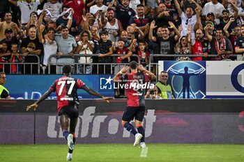 2024-08-12 - Roberto Piccoli of Cagliari Calcio, Esultanza, Joy After scoring goal, - CAGLIARI CALCIO VS CARRARESE CALCIO - ITALIAN CUP - SOCCER