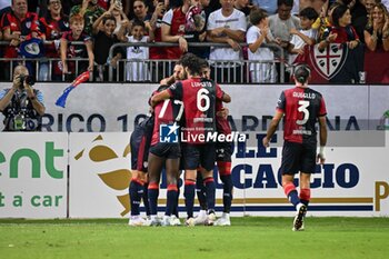 2024-08-12 - Roberto Piccoli of Cagliari Calcio, Esultanza, Joy After scoring goal, - CAGLIARI CALCIO VS CARRARESE CALCIO - ITALIAN CUP - SOCCER