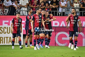 2024-08-12 - Roberto Piccoli of Cagliari Calcio, Esultanza, Joy After scoring goal, - CAGLIARI CALCIO VS CARRARESE CALCIO - ITALIAN CUP - SOCCER