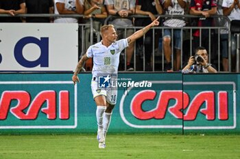 2024-08-12 - Giuseppe Panico of Carrarese Calcio 1908, Esultanza, Joy After scoring goal, - CAGLIARI CALCIO VS CARRARESE CALCIO - ITALIAN CUP - SOCCER