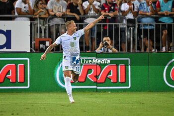 2024-08-12 - Giuseppe Panico of Carrarese Calcio 1908, Esultanza, Joy After scoring goal, - CAGLIARI CALCIO VS CARRARESE CALCIO - ITALIAN CUP - SOCCER