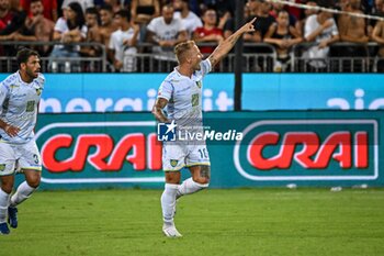 2024-08-12 - Giuseppe Panico of Carrarese Calcio 1908, Esultanza, Joy After scoring goal, - CAGLIARI CALCIO VS CARRARESE CALCIO - ITALIAN CUP - SOCCER