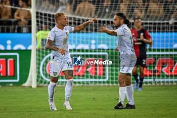 2024-08-12 - Giuseppe Panico of Carrarese Calcio 1908, Esultanza, Joy After scoring goal, - CAGLIARI CALCIO VS CARRARESE CALCIO - ITALIAN CUP - SOCCER