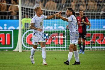 2024-08-12 - Giuseppe Panico of Carrarese Calcio 1908, Esultanza, Joy After scoring goal, - CAGLIARI CALCIO VS CARRARESE CALCIO - ITALIAN CUP - SOCCER