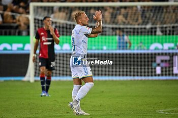 2024-08-12 - Giuseppe Panico of Carrarese Calcio 1908, Esultanza, Joy After scoring goal, - CAGLIARI CALCIO VS CARRARESE CALCIO - ITALIAN CUP - SOCCER