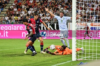 2024-08-12 - Matteo Prati of Cagliari Calcio, Goal - CAGLIARI CALCIO VS CARRARESE CALCIO - ITALIAN CUP - SOCCER